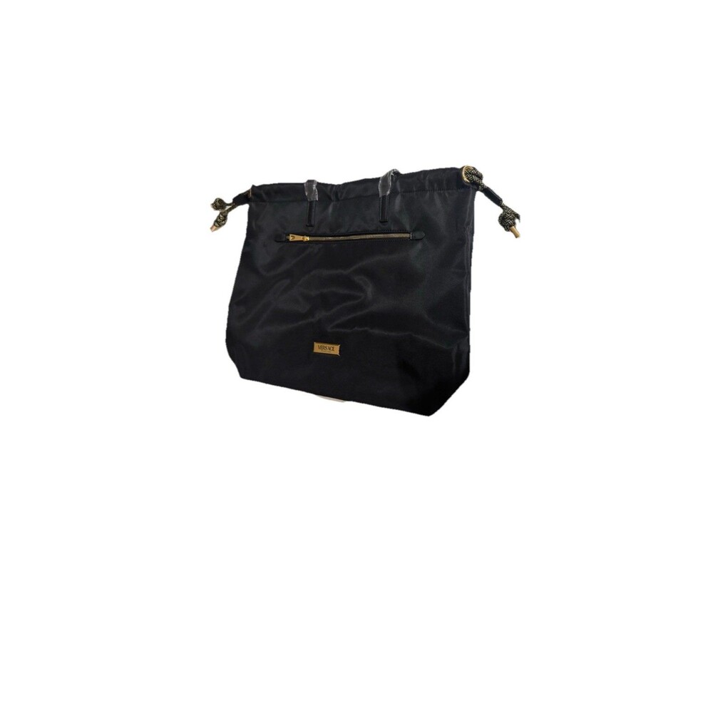 Limited Edition Versace Black Nylon Drawstring Tote Bag – Signature Gold - Picture 8 of 13